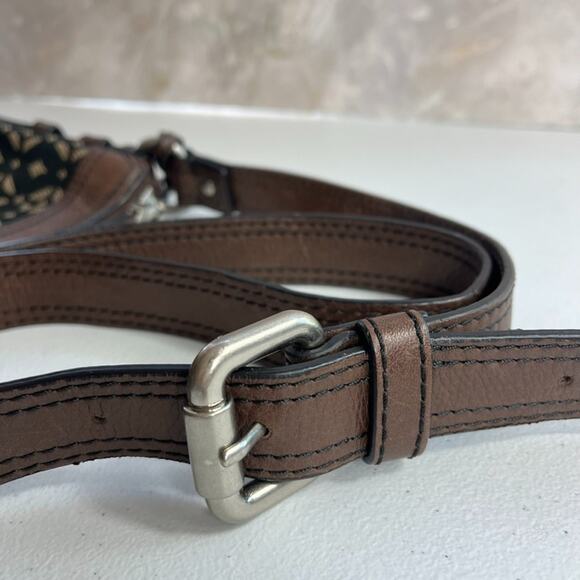 Fossil Maddox Black Leather & Canvas Messenger Crossbody Shoulder Bag Traveler - Picture 4 of 8